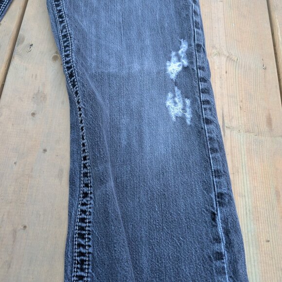 Rock Revival Jeans Men's 36 Blue Denim Dark Wash Faded Distressed Straight Leg - Picture 4 of 14